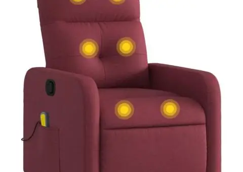 Fotoliu de masaj rabatabil, roșu vin, material textil - 2/5