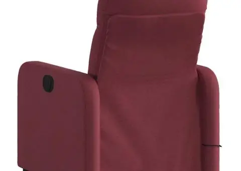 Fotoliu de masaj rabatabil, roșu vin, material textil - 4/5