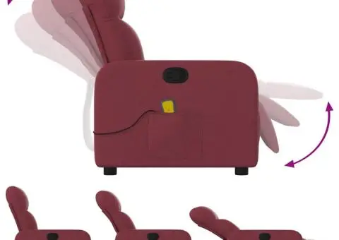 Fotoliu de masaj rabatabil, roșu vin, material textil - 5/5