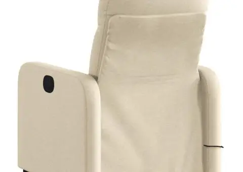 Fotoliu rabatabil de masaj, crem, material textil - 4/5