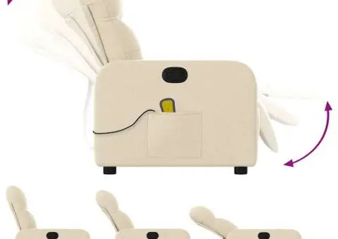 Fotoliu rabatabil de masaj, crem, material textil - 5/5