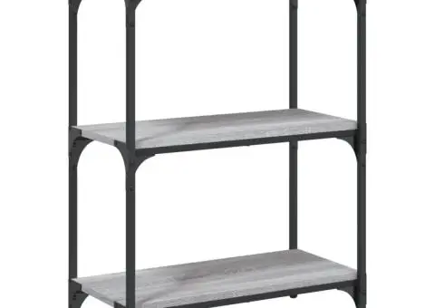 Bibliotecă cu 3 niveluri gri sonoma 60x30x86 cm lemn compozit - 2/5