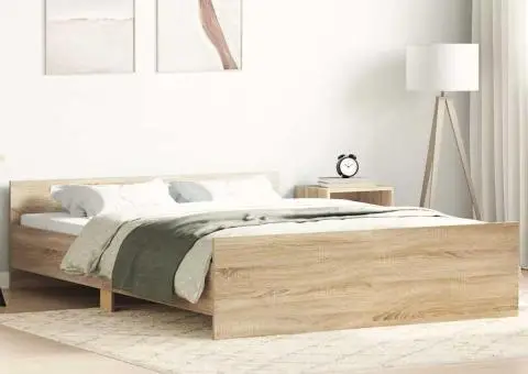 Cadru pat cu tăblie la cap/picioare, stejar sonoma, 140x190 cm - 1/5