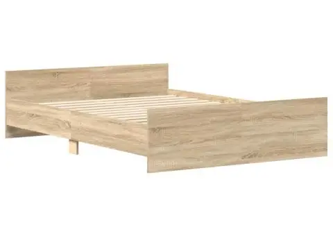 Cadru pat cu tăblie la cap/picioare, stejar sonoma, 140x190 cm - 3/5