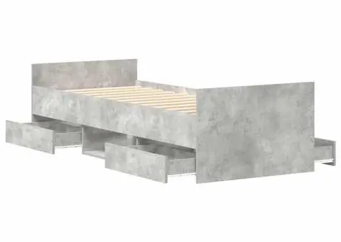 Cadru de pat cu tăblie la cap/picioare, gri beton, 100x200 cm - 5/5