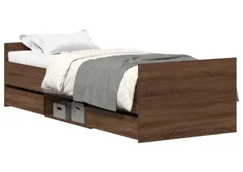 Cadru de pat cu tăblie la cap/picioare, stejar maro, 90x190 cm - 2/5