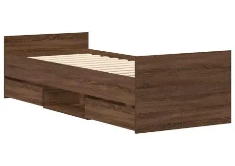 Cadru de pat cu tăblie la cap/picioare, stejar maro, 100x200 cm - 4/5