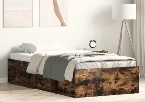 Cadru de pat mic single, stejar fumuriu, 75x190 cm - 1/5