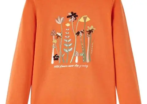 Tricou pentru copii cu mâneci lungi, portocaliu ars, 116 - 1/5