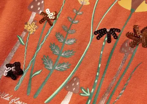 Tricou pentru copii cu mâneci lungi, portocaliu ars, 116 - 5/5