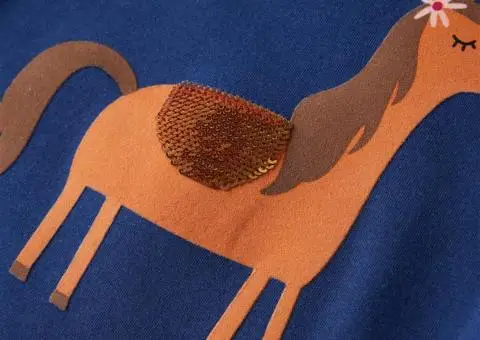 Tricou pentru copii cu mâneci lungi, bleumarin, 116 - 4/5