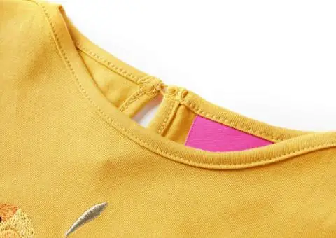 Tricou pentru copii cu mâneci lungi, ocru închis, 128 - 3/5