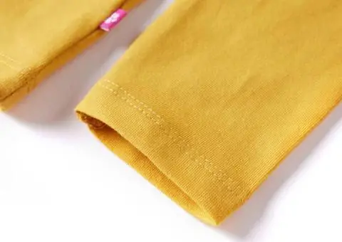 Tricou pentru copii cu mâneci lungi, ocru închis, 128 - 5/5