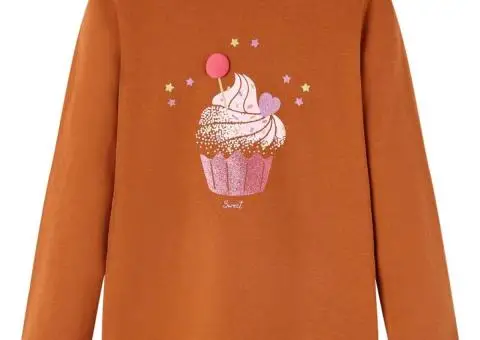 Tricou pentru copii cu mâneci lungi, coniac, 116 - 1/5