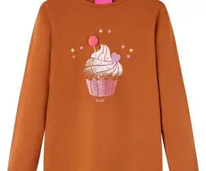 Tricou pentru copii cu mâneci lungi, coniac, 116