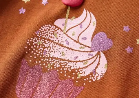 Tricou pentru copii cu mâneci lungi, coniac, 116 - 4/5