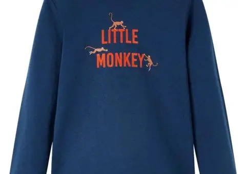 Tricou de copii cu mâneci lungi, bleumarin, 92 - 1/5