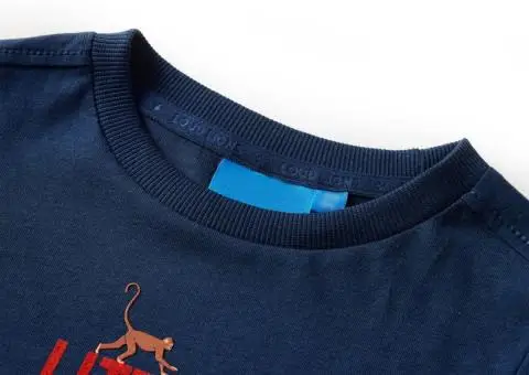 Tricou de copii cu mâneci lungi, bleumarin, 92 - 3/5