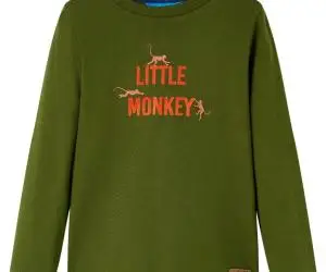 Tricou de copii cu mâneci lungi kaki închis 116