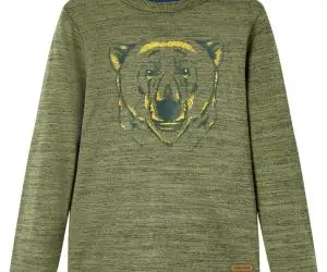 Tricou cu mâneci lungi pentru copii,, kaki melanj, 92