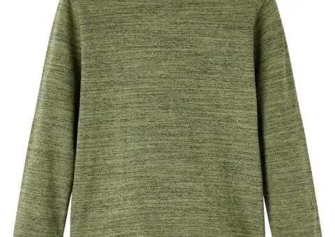 Tricou cu mâneci lungi pentru copii,, kaki melanj, 92 - 2/5