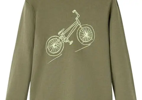 Tricou pentru copii cu mâneci lungi, kaki, 116 - 1/5