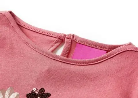 Tricou pentru copii cu mâneci lungi, roz antichizat, 92 - 3/5