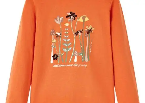 Tricou pentru copii cu mâneci lungi, portocaliu ars, 92 - 1/5