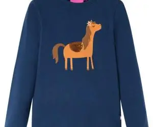 Tricou pentru copii cu mâneci lungi, bleumarin, 140