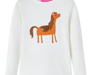 Tricou pentru copii cu mâneci lungi, ecru, 140