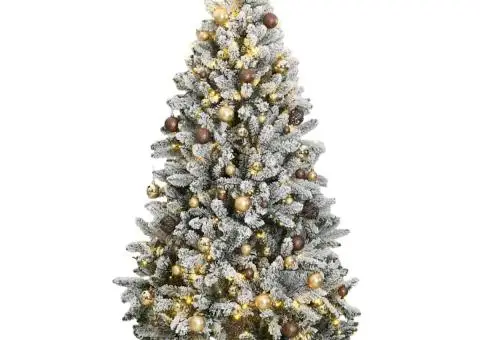 Brad Crăciun artificial articulat cu 300 LED-uri/globuri 180 cm - 1/5