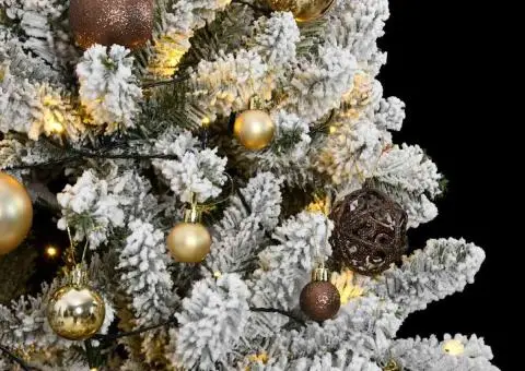 Brad Crăciun artificial articulat cu 300 LED-uri/globuri 180 cm - 3/5