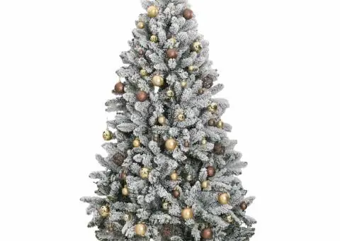 Brad Crăciun artificial articulat cu 300 LED-uri/globuri 180 cm - 4/5