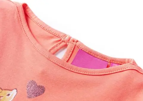 Tricou de copii cu mâneci lungi, corai, 116 - 3/5