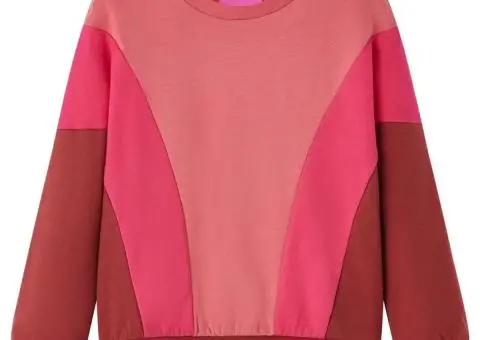 Bluzon pentru copii, color block roz și henna, 128 - 1/5