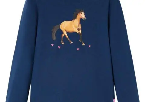 Tricou pentru copii cu mâneci lungi, bleumarin, 104 - 1/5