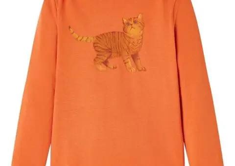 Tricou pentru copii cu mâneci lungi, portocaliu ars, 128 - 1/5