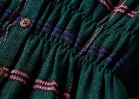 Rochie pentru copii cu mâneci lungi și volane, verde închis, 140 - 5/5