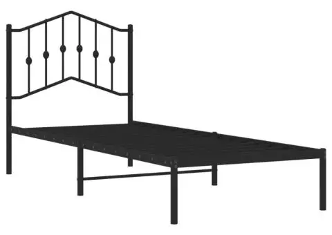 Cadru de pat metalic cu tăblie, negru, 90x190 cm - 4/5