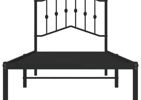 Cadru de pat metalic cu tăblie, negru, 90x190 cm - 5/5