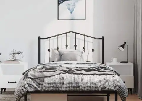 Cadru de pat metalic cu tăblie, negru, 100x190 cm - 3/5