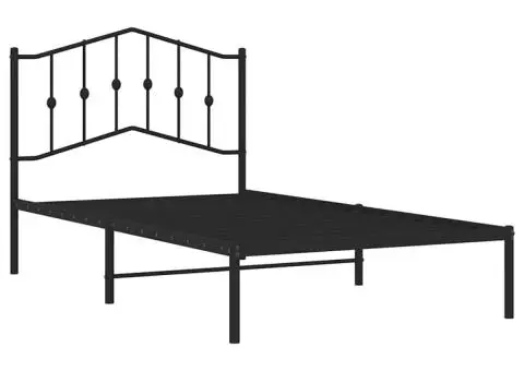 Cadru de pat metalic cu tăblie, negru, 100x190 cm - 5/5