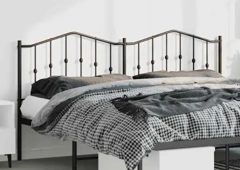 Tăblie de pat metalică, negru, 193 cm - 1/5