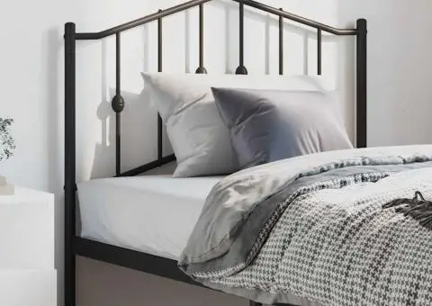 Tăblie de pat metalică, negru, 100 cm - 1/5