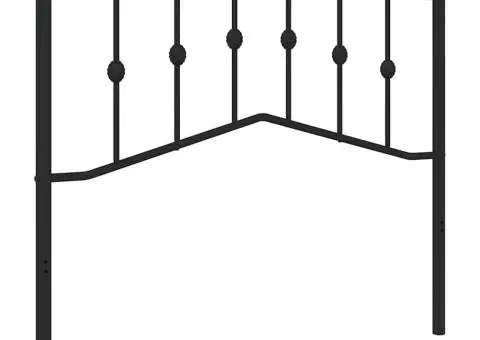 Tăblie de pat metalică, negru, 100 cm - 2/5