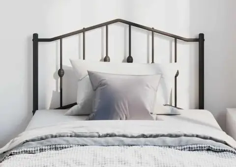 Tăblie de pat metalică, negru, 100 cm - 3/5