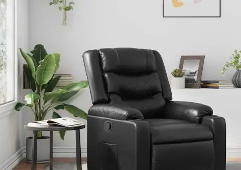 Fotoliu rabatabil, negru, piele ecologică - 1/5