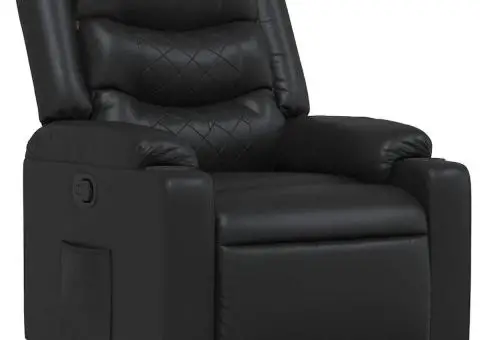 Fotoliu rabatabil, negru, piele ecologică - 2/5