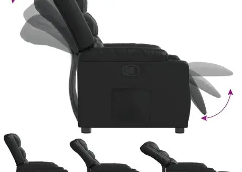 Fotoliu rabatabil, negru, piele ecologică - 4/5