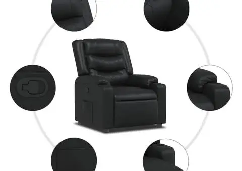 Fotoliu rabatabil, negru, piele ecologică - 5/5